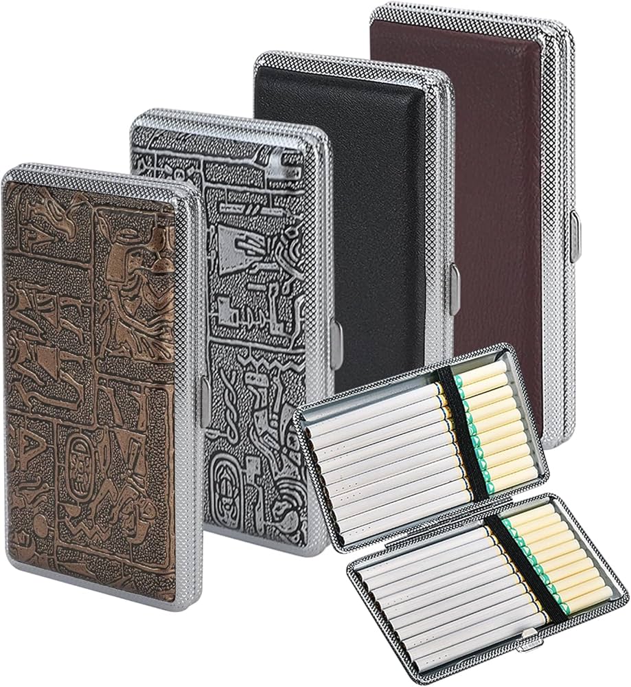 Amazon.com: 4 Pack Cigarette Case Leather Vintage Cigarette Box
